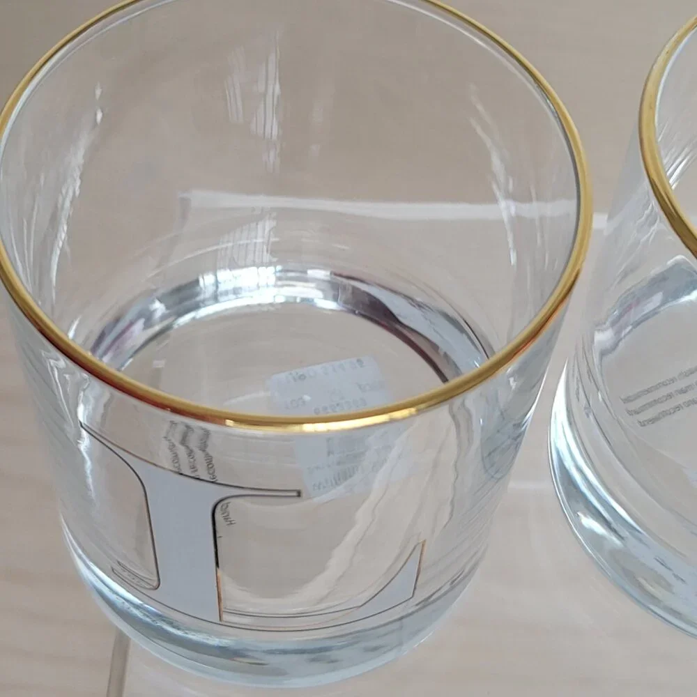 Williams Sonoma Monogram Double Old-Fashioned 2 Clear Drinking Glass Letter 